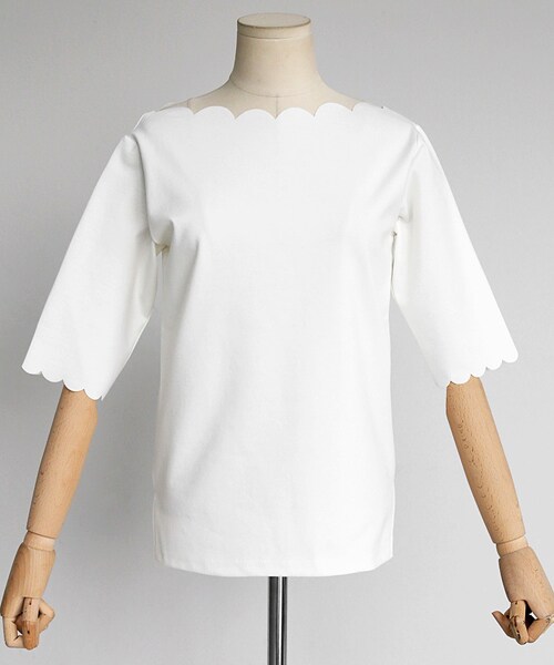 DHOLIC(ディーホリック)の「スカラップボートネックショートスリーブTシャツ(Tシャツ/カットソー・レディース・FREE)」の2枚目の写真