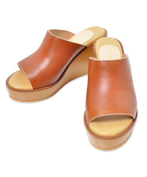 flower(フラワー)の「leather wedge sandal2~レザーウェッジサンダル2(サンダル・レディース・brown/black・23.0cm/23.5cm/24.0cm)」の1枚目の写真