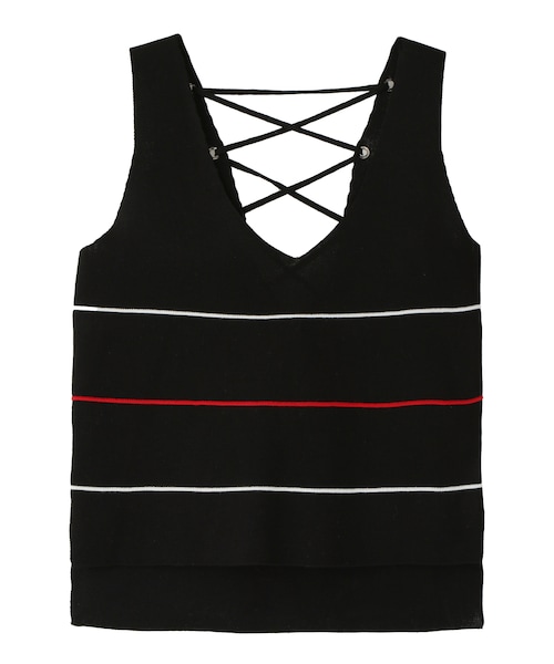 Grl グレイル の バックレースアップボーダーニットタンクトップ タンクトップ Wear
