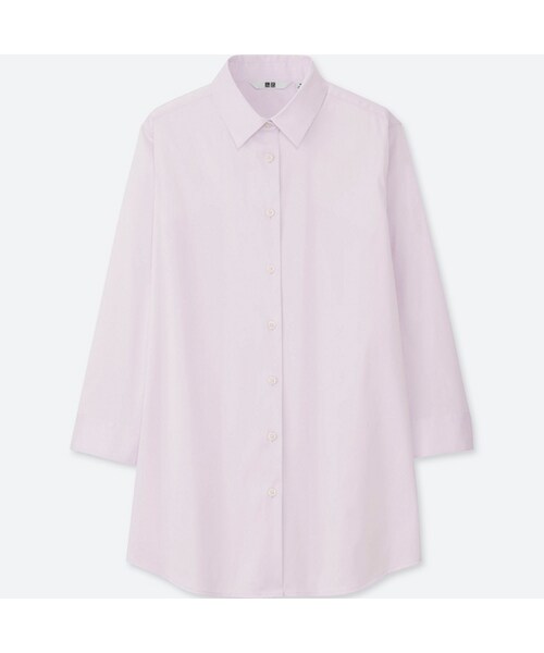 UNIQLO（ユニクロ）の「スーピマコットンストレッチシャツ（着丈長め・7分袖）（シャツ/ブラウス・レディース・BLACK 09/WHITE 00/PINK 10/LIGHT BLUE 60・XL/L/XS/S/XXL/3XL/M）」の4枚目の写真