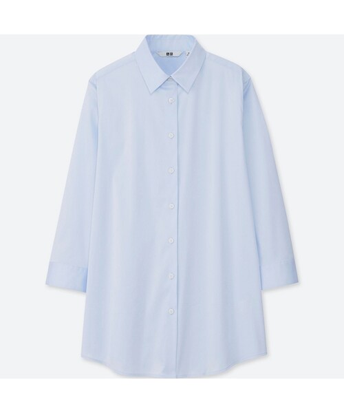 UNIQLO（ユニクロ）の「スーピマコットンストレッチシャツ（着丈長め・7分袖）（シャツ/ブラウス・レディース・BLACK 09/WHITE 00/PINK 10/LIGHT BLUE 60・XL/L/XS/S/XXL/3XL/M）」の3枚目の写真