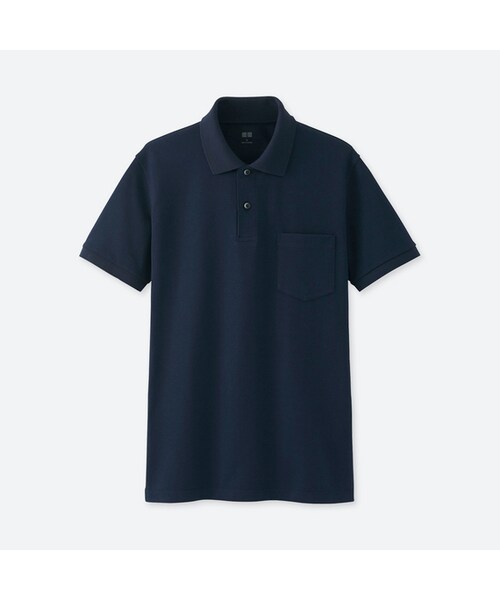 UNIQLO（ユニクロ）の「ドライカノコポロシャツ（半袖・ポケツキ）＋EC（ポロシャツ・メンズ・BLACK 09/NAVY 69/WHITE 00・S/XL/4XL/XS/M/L）」の3枚目の写真