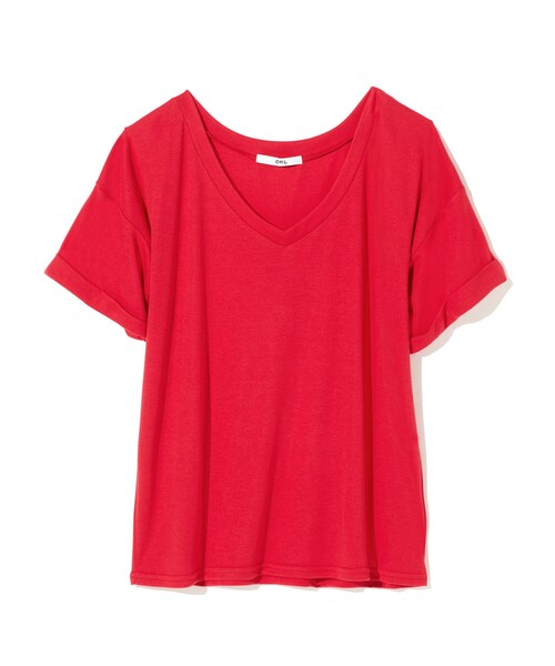 GRL（グレイル）の「ＶネックルーズＴシャツ（Tシャツ/カットソー・レディース・レッド/グレー/ブラック/ネイビー/カーキ/オフホワイト・F）」の6枚目の写真