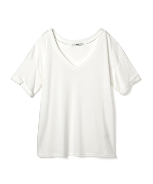 GRL（グレイル）の「ＶネックルーズＴシャツ（Tシャツ/カットソー・レディース・レッド/グレー/ブラック/ネイビー/カーキ/オフホワイト・F）」の2枚目の写真