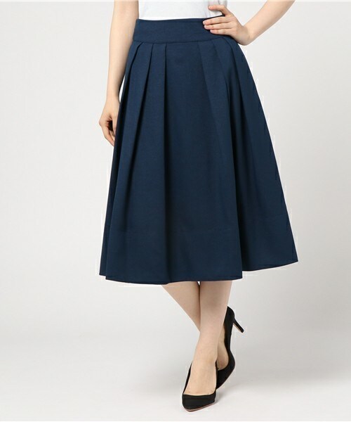 Cheek（チーク）の「タックミディスカート（スカート・レディース・ネイビー/ラベンダー/レッド・MEDIUM）」の2枚目の写真