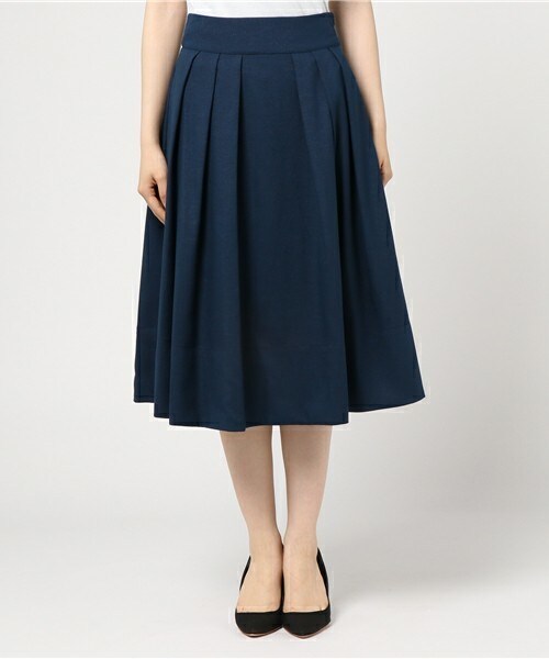 Cheek（チーク）の「タックミディスカート（スカート・レディース・ネイビー/ラベンダー/レッド・MEDIUM）」の4枚目の写真
