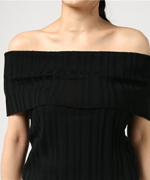 archives（アルシーヴ）の「ランダムリブオフショルニット（ニット/セーター・レディース・ブラック/マスタード/レッド・MEDIUM）」の7枚目の写真