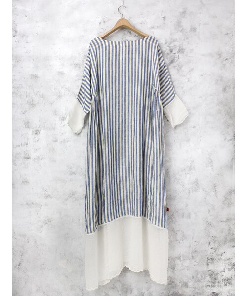 pero ストライプ　ワンピース　36 ROPE ロペ パールボタン ストライプ柄 シャツワンピース 36