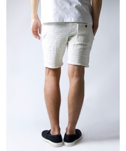 JACKROSE（ジャックローズ）の「ストーン加工ネイティブ編みニットショーツ（パンツ・メンズ・アイボリー/インディゴ・M/L）」の2枚目の写真