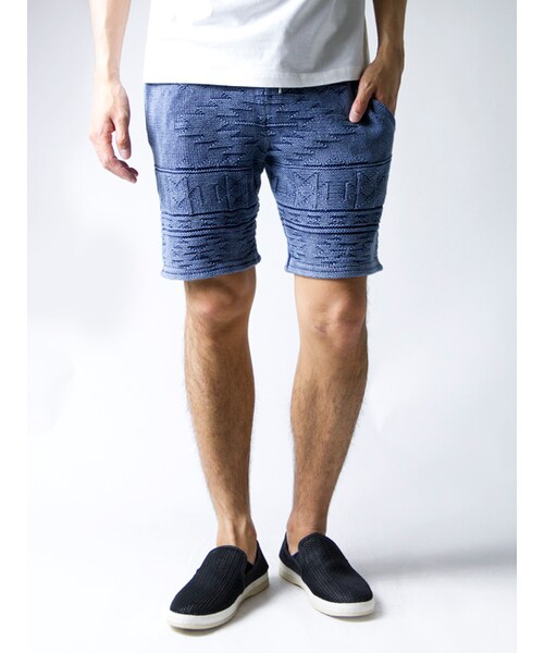 JACKROSE（ジャックローズ）の「ストーン加工ネイティブ編みニットショーツ（パンツ・メンズ・アイボリー/インディゴ・M/L）」の10枚目の写真