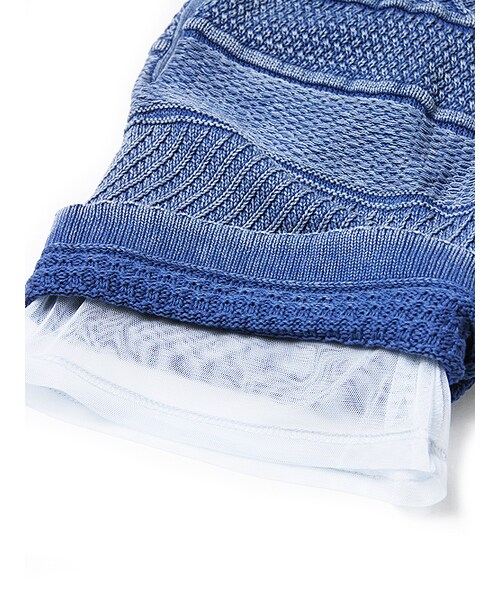 JACKROSE（ジャックローズ）の「ストーン加工パネル編みニットショーツ（パンツ・メンズ・アイボリー/インディゴ・M/L）」の15枚目の写真