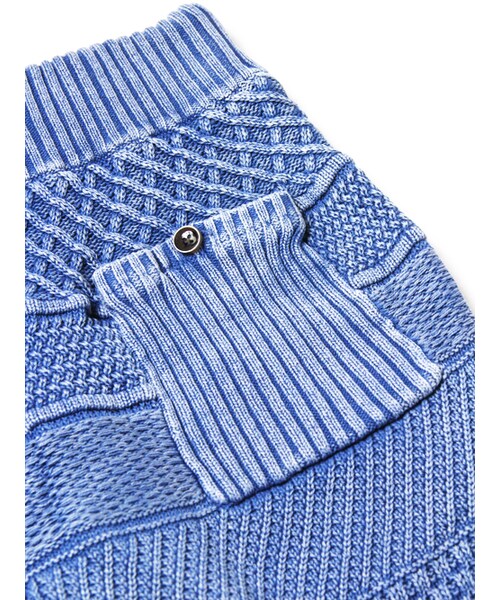 JACKROSE（ジャックローズ）の「ストーン加工パネル編みニットショーツ（パンツ・メンズ・アイボリー/インディゴ・M/L）」の16枚目の写真