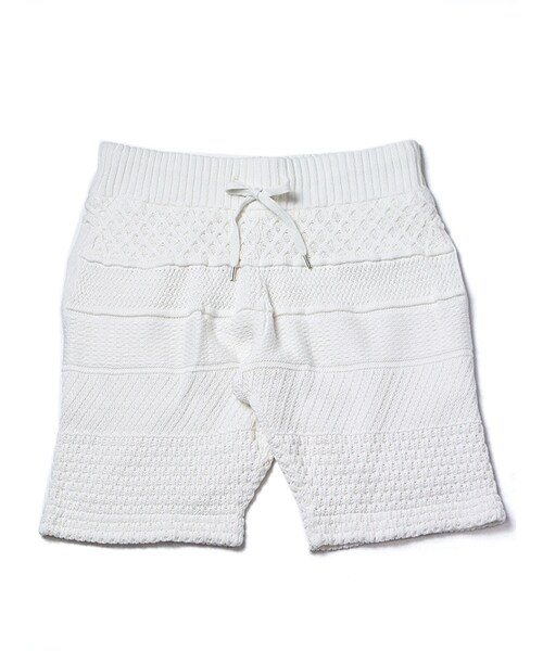 JACKROSE（ジャックローズ）の「ストーン加工パネル編みニットショーツ（パンツ・メンズ・アイボリー/インディゴ・M/L）」の8枚目の写真