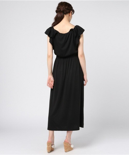 actuel（アクチュエル）の「フリル袖カットソーミディワンピース（ワンピース・レディース・ブラック/モカ/カーキ・FREE）」の6枚目の写真