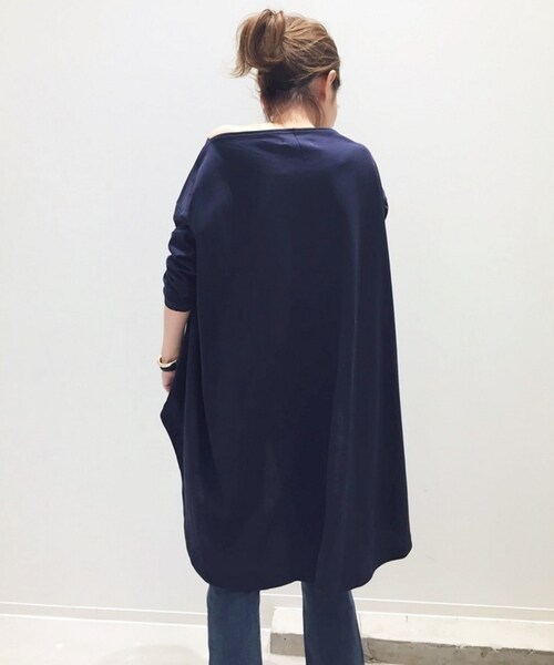 L'Appartement DEUXIEME CLASSE - AMERICANA アメリカーナ バックロングTee ネイビー L'Appartement（アパルトモン）の「AMERICANA バックロングTee