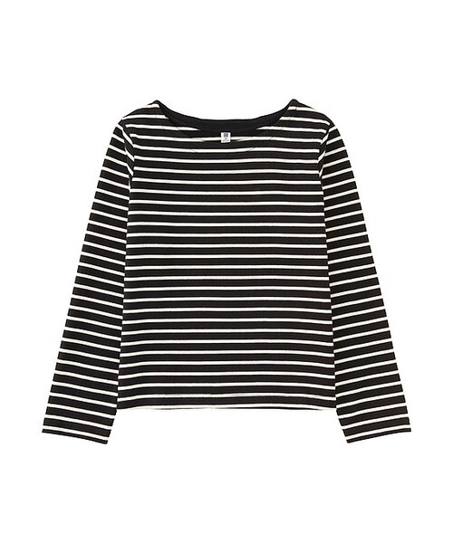 UNIQLO（ユニクロ）の「GIRLS ボーダーボートネックT（長袖）（Tシャツ/カットソー・キッズ・GRAY 03/NAVY 69/BLACK 09/OFF WHITE 01・160/100）」の3枚目の写真