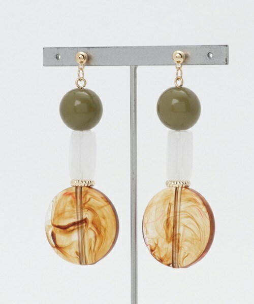 archives（アルシーヴ）の「アクリルMIXピアス（ピアス（両耳用）・レディース・ベージュ/グリーン・MEDIUM）」の3枚目の写真