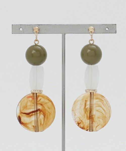 archives（アルシーヴ）の「アクリルMIXピアス（ピアス（両耳用）・レディース・ベージュ/グリーン・MEDIUM）」の2枚目の写真