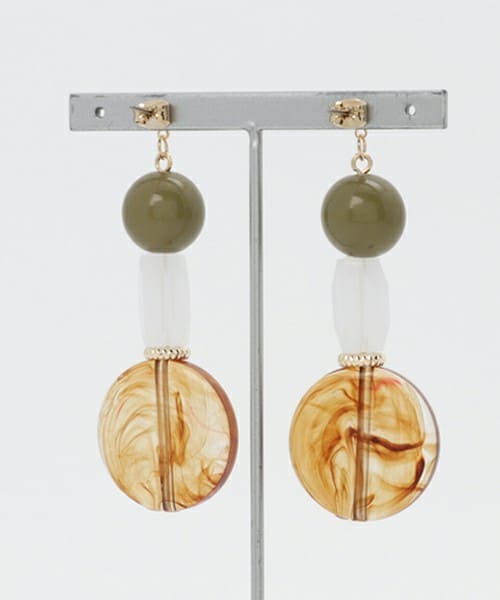 archives（アルシーヴ）の「アクリルMIXピアス（ピアス（両耳用）・レディース・ベージュ/グリーン・MEDIUM）」の4枚目の写真