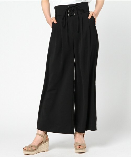 archives（アルシーヴ）の「ベルトレースアップワイドパンツ（その他パンツ・レディース・アイボリー/ブラック/グレー・MEDIUM）」の2枚目の写真