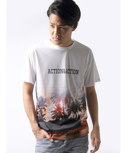 JACKROSE（ジャックローズ）の「サンセットフォト・ロゴTEE（トップス・メンズ・ブラック/ホワイト・M/L）」の2枚目の写真