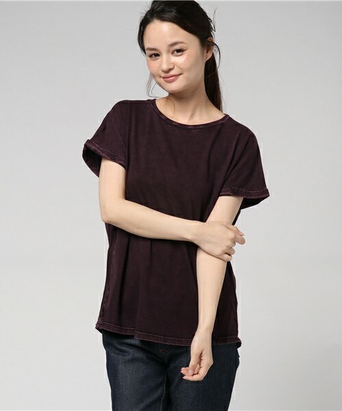 archives（アルシーヴ）の「製品染めオーバーチュニックTシャツ（Tシャツ/カットソー・レディース・オフホワイト/グリーン/パープル/ピンク・MEDIUM）」の4枚目の写真