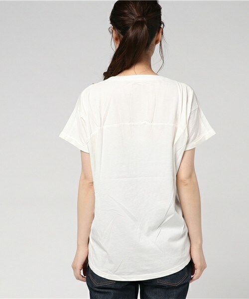 archives（アルシーヴ）の「製品染めオーバーチュニックTシャツ（Tシャツ/カットソー・レディース・オフホワイト/グリーン/パープル/ピンク・MEDIUM）」の7枚目の写真