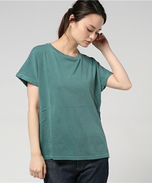 archives（アルシーヴ）の「製品染めオーバーチュニックTシャツ（Tシャツ/カットソー・レディース・オフホワイト/グリーン/パープル/ピンク・MEDIUM）」の3枚目の写真