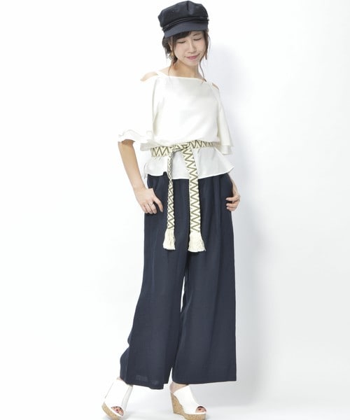 archives（アルシーヴ）の「麻レーヨンワイドパンツ（その他パンツ・レディース・ブラウン/ベージュ/ネイビー・MEDIUM）」の9枚目の写真