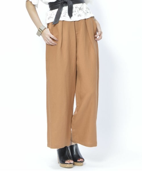 archives（アルシーヴ）の「麻レーヨンワイドパンツ（その他パンツ・レディース・ブラウン/ベージュ/ネイビー・MEDIUM）」の2枚目の写真
