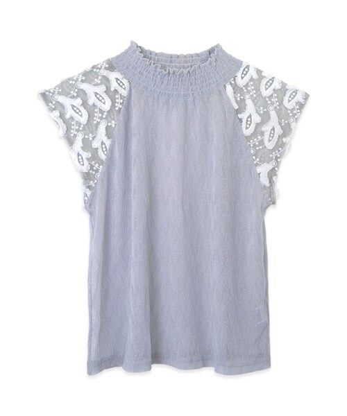flower(フラワー)の「shirring lace blouse~シャーリングレースブラウス(シャツ/ブラウス・レディース・ivory/gray・FREE)」の2枚目の写真