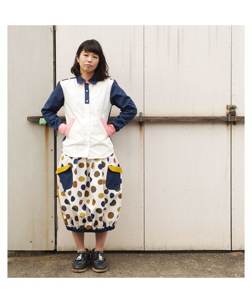 NIRAME.CO（ニラメッコ）の「羽散歩しゃつ　 ネイビー×ピンク（シャツ/ブラウス・レディース・その他）」の3枚目の写真