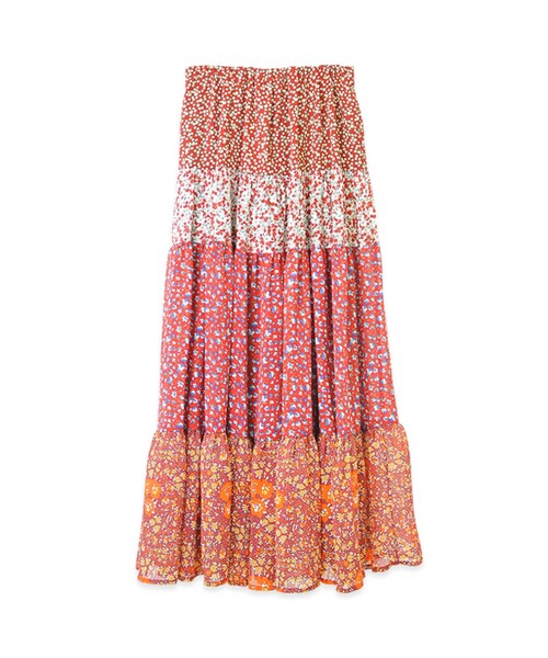flower(フラワー)の「patch work flower skirt~パッチワークフラワースカート(スカート・レディース・red/navy・FREE)」の1枚目の写真