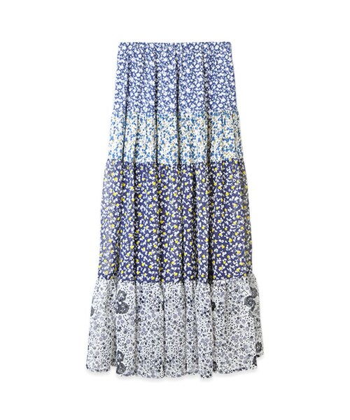 flower(フラワー)の「patch work flower skirt~パッチワークフラワースカート(スカート・レディース・red/navy・FREE)」の2枚目の写真