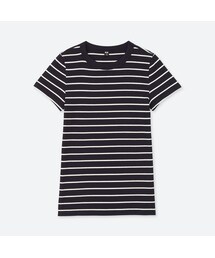 UNIQLO | リブボーダークルーネックT（半袖）(Tシャツ/カットソー)