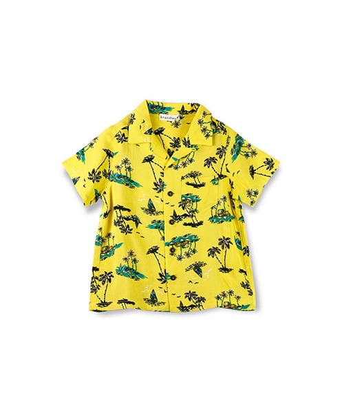 BRANSHES（ブランシェス）の「リゾート柄アロハシャツ（シャツ/ブラウス・キッズ・ターコイズブルー/イエロー/ジュニア-ターコイズ・90～150）」の2枚目の写真