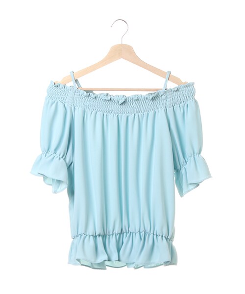 INGNI（イング）の「キャンディー袖オフショル5分袖／TOPS（トップス・レディース・ｵﾌﾎﾜｲﾄ/ﾏｽﾀｰﾄﾞ/ﾐﾝﾄｸﾞﾘｰﾝ/ﾌﾞﾙｰ/ｽﾄﾗｲﾌﾟ/ﾗﾍﾞﾝﾀﾞｰ/ﾋﾟﾝｸ/ｵﾌｸﾛ/ｽﾄﾗｲﾌﾟ・M）」の11枚目の写真