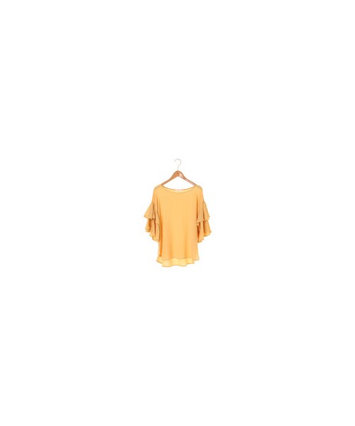 Green　Parks（グリーンパークス）の「【Special Price】・袖ティアードフリルブラウス（トップス・オフホワイト/ピンク/イエロー/ブルー・F）」の3枚目の写真