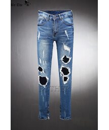 ByTheR | サイドジッパーデストロイドジーンズ(デニムパンツ)