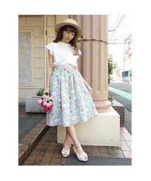 F i.n.t | フラワーベース柄バックリボンギャザースカート/F i.n.t(スカート)