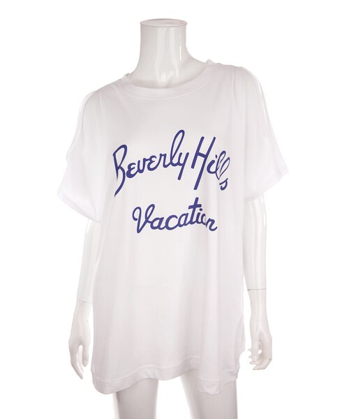 Bobon21（ボボンニジュウイチ）の「袖スリオーバーサイズTシャツ（Tシャツ/カットソー・レディース・黒/赤/白・F）」の2枚目の写真