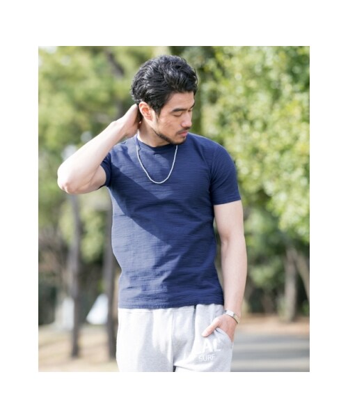 URBAN RESEARCH Sonny Label（アーバンリサーチサニーレーベル）の「USAcottonスラブクルーネックTシャツ（その他・メンズ・カーキ/ネイビー/レッド/ブラック/オフ・M/L）」の18枚目の写真