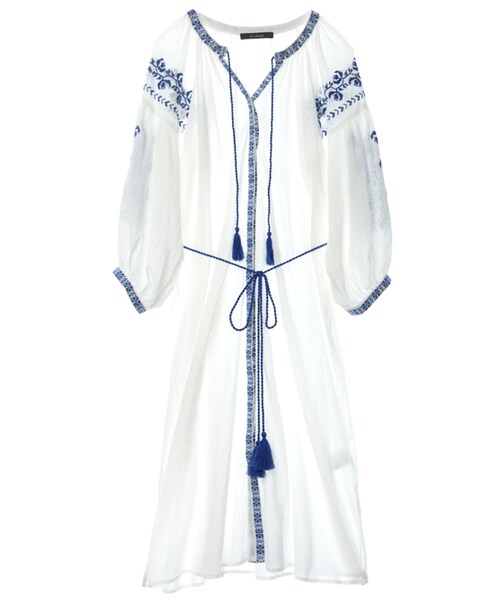 w closet(ダブルクローゼット)の「刺繍入りガウンワンピース(ワンピース/ドレス・レディース・オフホワイト/キャメル/ブラック・FREE)」の1枚目の写真