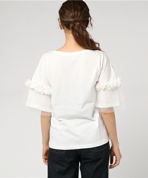 archives（アルシーヴ）の「フラワーチュール袖Ｔ（Tシャツ/カットソー・レディース・オフホワイト/ブラック/カーキ・MEDIUM）」の6枚目の写真