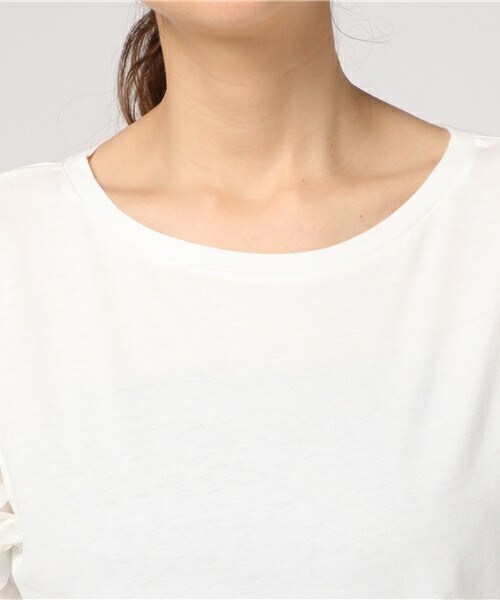 archives（アルシーヴ）の「フラワーチュール袖Ｔ（Tシャツ/カットソー・レディース・オフホワイト/ブラック/カーキ・MEDIUM）」の7枚目の写真