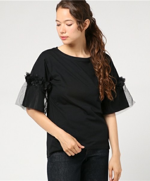 archives（アルシーヴ）の「フラワーチュール袖Ｔ（Tシャツ/カットソー・レディース・オフホワイト/ブラック/カーキ・MEDIUM）」の13枚目の写真