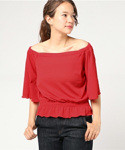 archives（アルシーヴ）の「カットッジャガードオフショルプルオーバー（Tシャツ/カットソー・レディース・オフホワイト/ブラック/レッド・MEDIUM）」の3枚目の写真