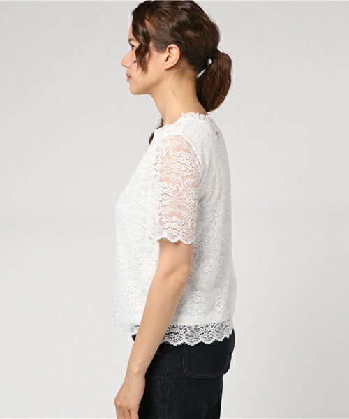 archives（アルシーヴ）の「レース地プルオーバー（シャツ/ブラウス・レディース・オフホワイト/ブラック/レッド・MEDIUM）」の5枚目の写真