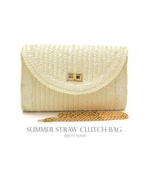 SOUBIEN | バッグ　ストローバッグ　白　ライトアイボリー　3way　ショルダー　クラッチバッグ　ハンドバッグ　リゾート　バック　カジュアル　和洋兼用(かごバッグ)