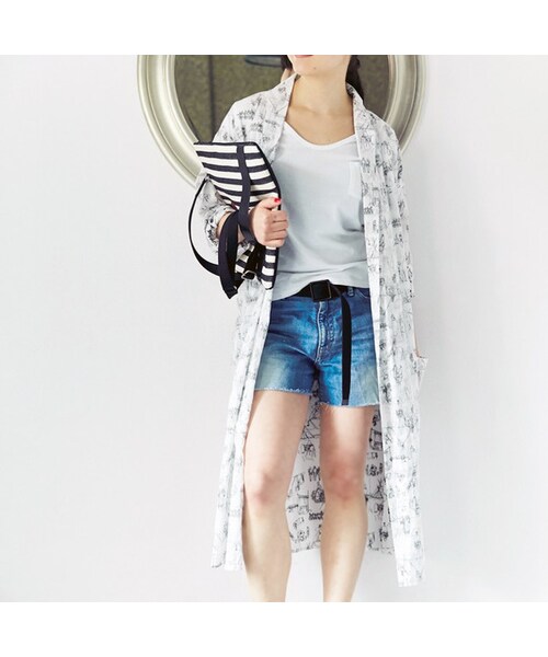 C'est pas grave（セパグラーブ）の「C'est pas Grave(セパ・グラーヴ) インディアンプリント ロングガウン（その他アウター・レディース・ブラック/ホワイト・38（M））」の2枚目の写真